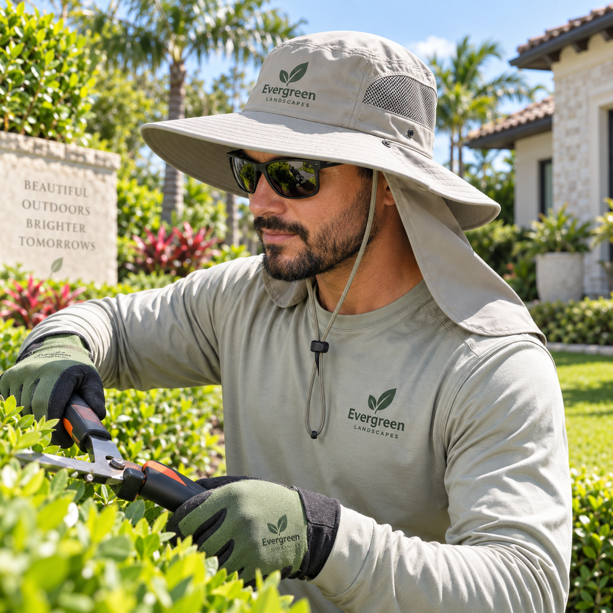 Premium Outdoor Sun Hat with Neck Flap in use